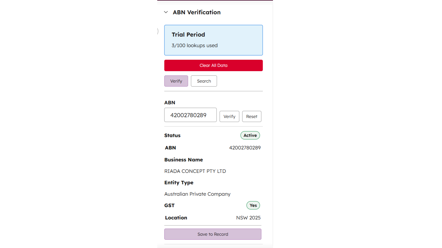 Real-Time ABN Verification & Business Search